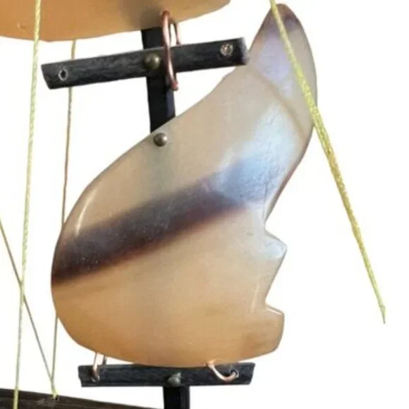 Rare! Large Vtg Bone and Horn Sailboat Hand-Engraved Inlay 17.5" long x 12" tall - Picture 11 of 14